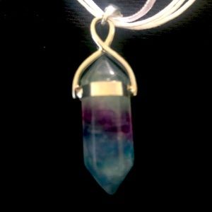 FLUORITE RAINBOW STONE PENDENT NECKLACE